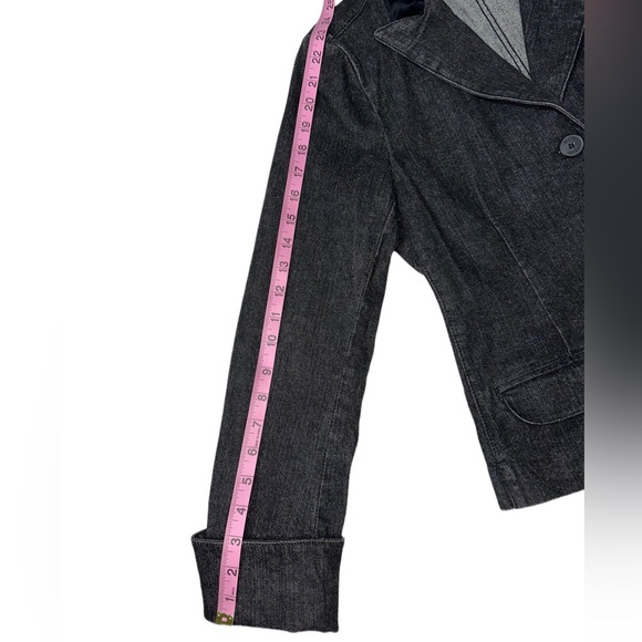 💙❤️ Black denim jacket with velour/velvet collar - Picture 4 of 9